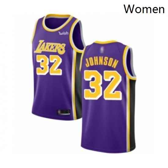 Womens Los Angeles Lakers 32 Magic Johnson Authentic Purple Basketball Jerseys Icon Edition